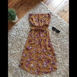 🌺 Floral & Mustard sleeveless dress 🌺 Size M